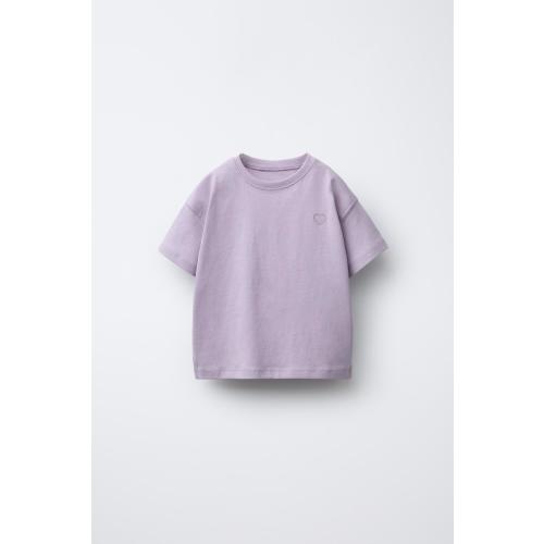 BASIC EMBROIDERED HEART T-SHIRT - Light lilac | ZARA United States