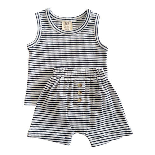 Black Stripe / Organic Ribbed Tank & Short Set