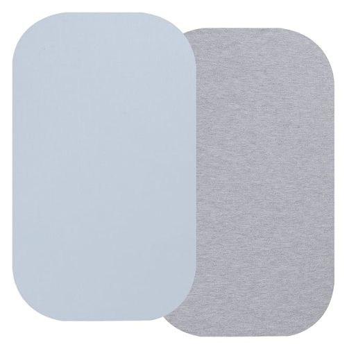 Onacosht 100% Organic Cotton Bassinet Sheets 35" x 20" Compatiable with AMKE 3 in 1 & Gofirst Baby Bassinet, 2 Pack Jersey Knit Fitted Sheet for Baby Boy and Girl, Grey and Pastel Blue