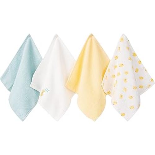 Baby Washcloths 4 Pack 100% Cotton Soft and Absorbent Terry Wash Cloths Wipes for Face Hand Body Burp Rag for Sensitive Skin Newborns Infants Toddlers 10" x 10"