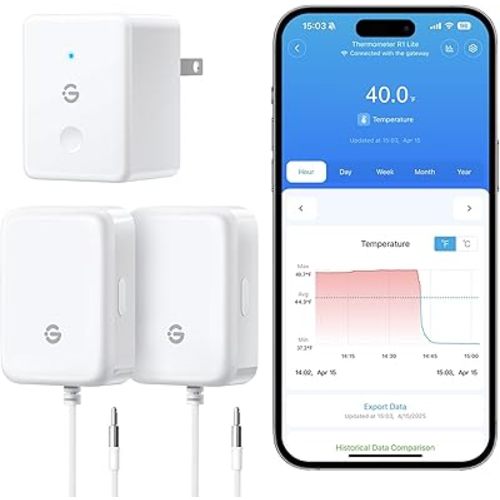 GoveeLife WiFi Refrigerator Thermometer with Alarm, Wireless Digital Freezer Temperature Gauge with App, 2 Years Free Data Export, for Home Kitchen Fridge Hot Tub 2 Pack（Only Support 2.4G Wi-Fi）