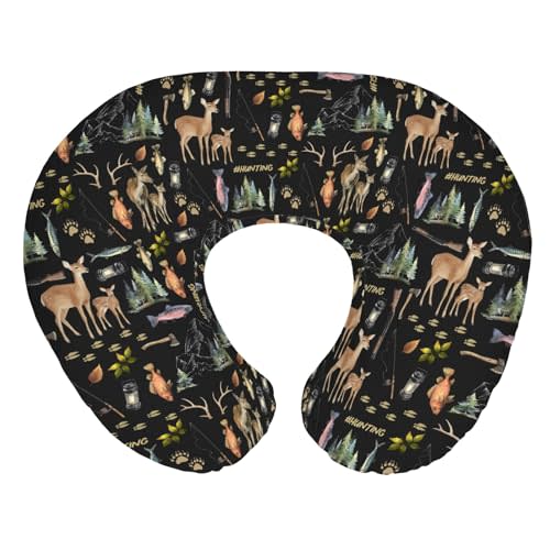 ZoUbqchY Fishing Hunting Life Baby Nursing Pillow Covers for Boy Deer Bass Fish Animal Nursing Slipcovers for Breastfeeding Pillows Nature Lover Gift Soft Stretchy Removable Cover for Newborn Infant