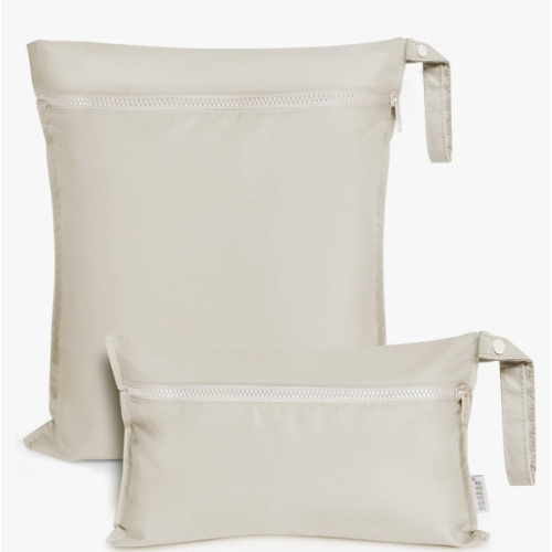 haakaa Wet Dry Bags for Baby, Water Resistant Wet Dry Bag, 2pcs, Beige