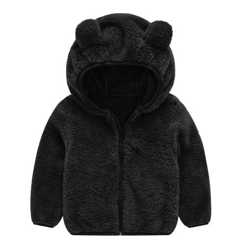 REDARER Kids Plush Hooded Jacket with Bear Ears Cozy Warm Thick Zip Up Coat for Toddler Boys Girls Outdoor Winter Wear,Size:12-18 Months
