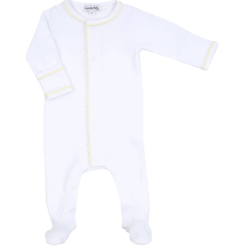 Baby Joy Footie with Yellow Crochet Trim