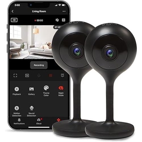 Geeni Look 1080p Indoor Security Camera – 2-Pack Full HD WiFi Indoor Camera with 2-Way Audio, Motion Detection, & Night Vision – Support for Alexa & Google Assistant