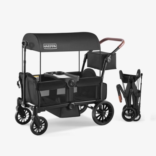 HARPPA Rori | All-Terrain Wagon Stroller for 2 with Canopy – Foldable 2-Seat Wagon for Beach, Park & Camping Adventures