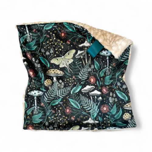 Night Forest Minky Lovey Blanket with Luna Moth: Woodland Nursery Decor