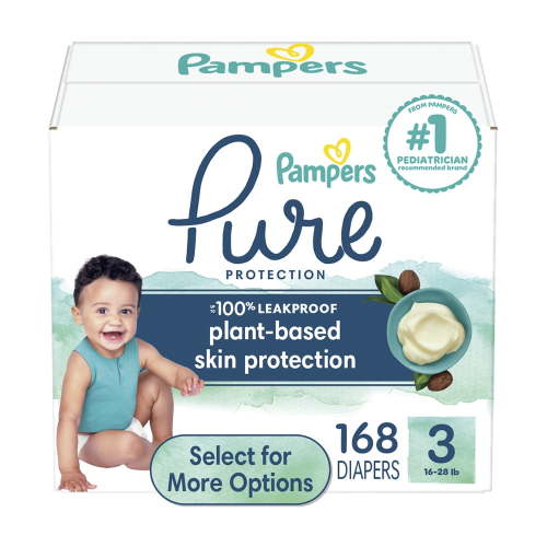Pampers Pure Diapers Size 3, 168 Count (Select for More Options)
