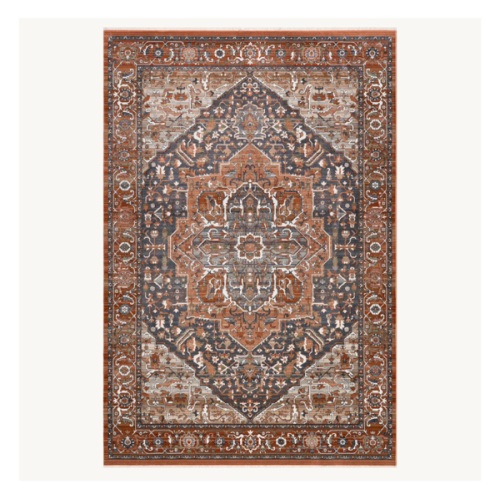 Rosette Medallion Fringed Rug | Rust – Rugs USA