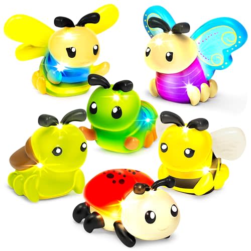 Tub Works Bugs Light Up Bath Toys, 6 Pack | Water-Activated Light Up Toys Flash & Change Color | Easy-Grip Baby Girl & Toddler Bath Toys | Glow Bugs for Kids | Sensory Bathtub Toys with Bath Lights