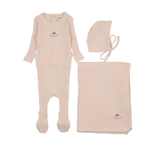 Pink/Rose  Embroidery Textured Layette Set