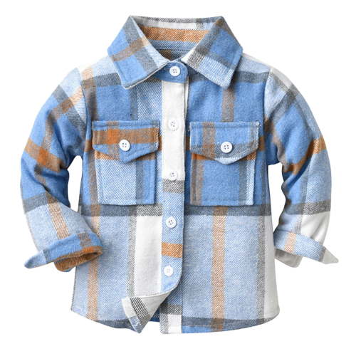 TAIAOJING Toddler Baby Boy Girl Flannel Plaid Shirt Jacket Kids Baby Autumn Winter Plaid Cotton Long Sleeve Cardigan Jacket Clothes 0-6 Months