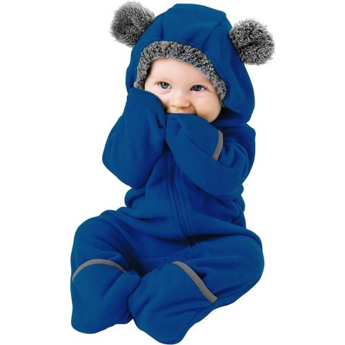 Cuddle Club Fleece Baby Bunting Bodysuit with Hood, Convertible Mittens & Booties, Car Seat Friendly, Soft & Warm, Easy Zip