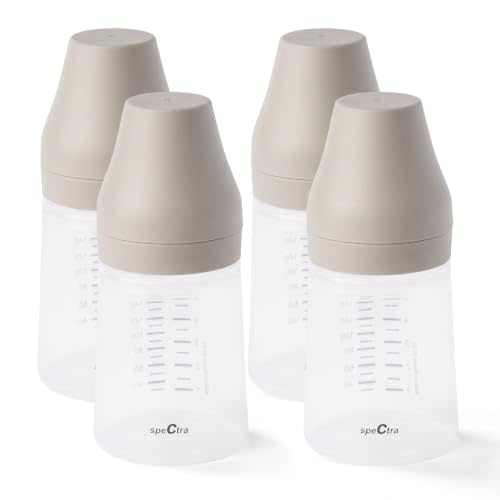 Spectra Baby Wide Neck Baby Bottles for Breast Milk, Pack of 4 | BPA-Free Wide Neck Bottles Compatible with Spectra Wide Neck Breast Shields & Electric Breast Pumps for Storage