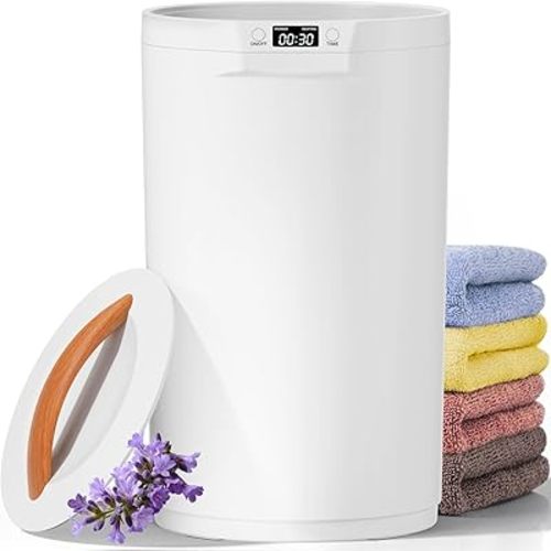 Towel Warmers for Bathroom, 20L Large Towel Warmer Bucket, Fits Up Two 40"X70" Oversized Towels, Bathrobes, Blankets, Towel Heater with LCD, 4 Timer Setting and Auto Shut Off(White)