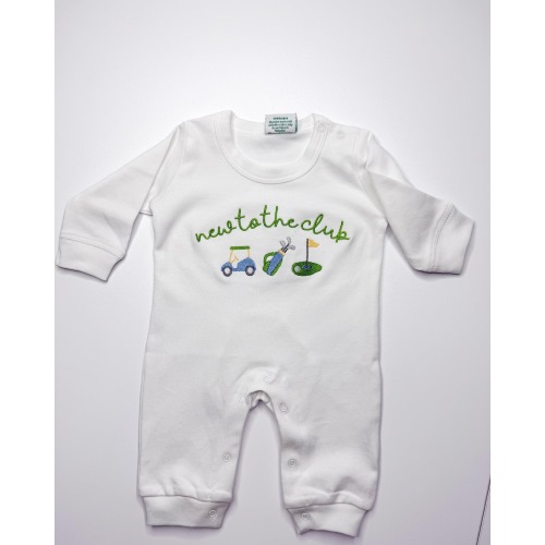 Golf Baby Romper: "New To The Club" Long Sleeve Bodysuit