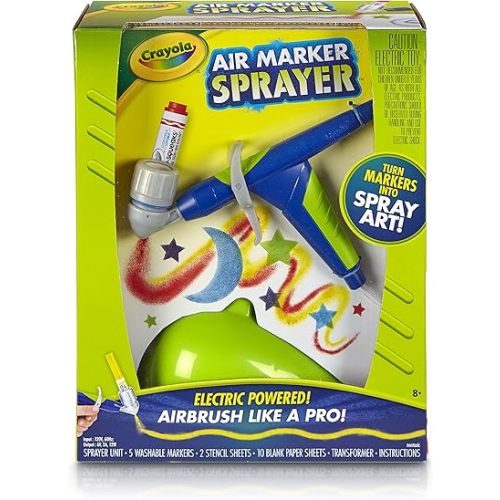 Crayola Air Marker Sprayer Airbrush Kit, Gift for Kids Age 8, 9, 10