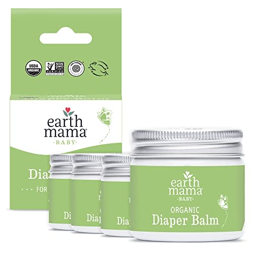 Earth Mama Organic Diaper Balm Multipurpose Baby Ointment | EWG Verified, Petroleum & Fragrance Free with Calendula for Sensitive Skin, 2-Fluid Ounce (4-Pack)