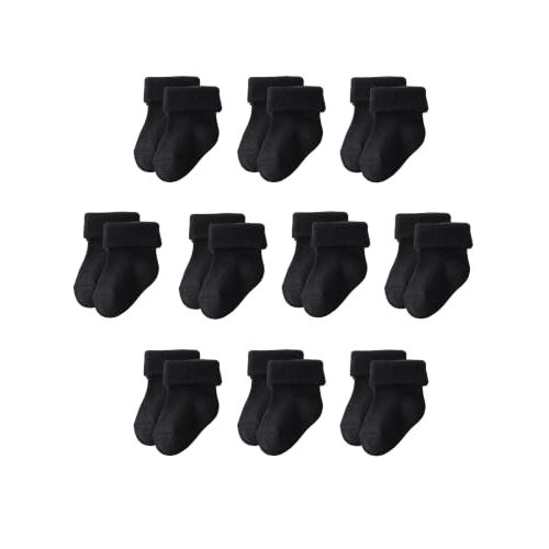 Newborn Socks 10 Pairs, Cotton Baby Turn Cuff Socks 0-3 Months