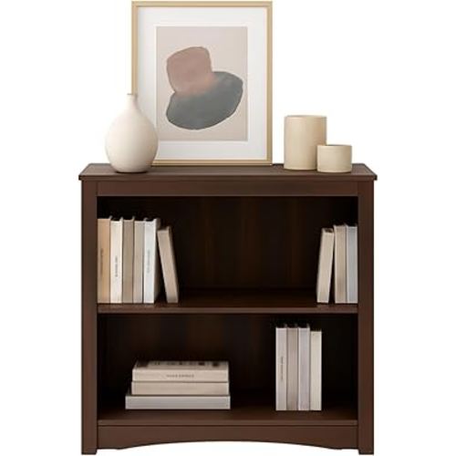 Amazon.com: Prepac Sonoma 2-Tier Bookcase 29"H with 1 Adjustable Shelf, Espresso Storage Cabinet, Modern Display Cabinet, Bookshelf with Storage Shelves for Home Office, Living Room, Bedroom Organizer : Home & Kitchen