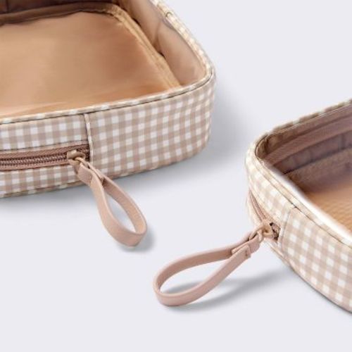 Diaper Bag Packing Pouches 2pc - Tan Gingham - Cloud Island™