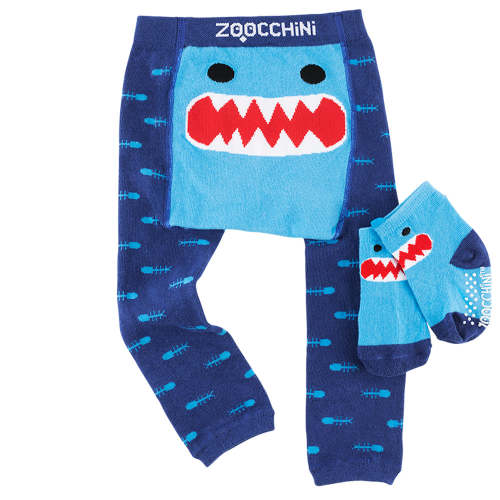 ZOOCCHINI grip+easy™ Comfort Crawler Legging & Socks Set - Sherman the Shark