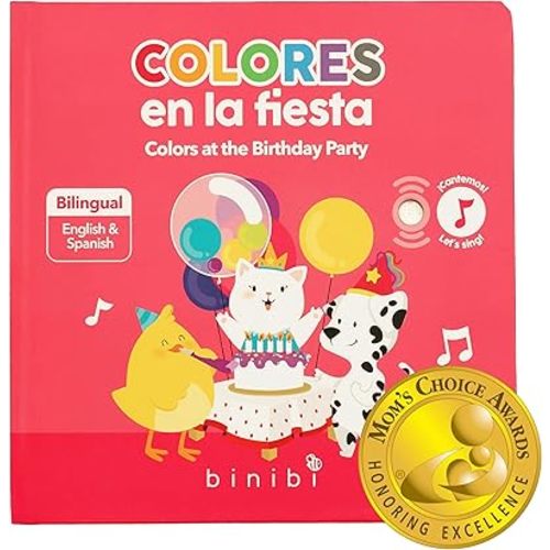 Binibi Spanish Musical Book Colors at The Birthday Party | Spanish Learning for Kids | Bilingual Book for Babies & Toddlers 1-3 | Libro en español para bebés