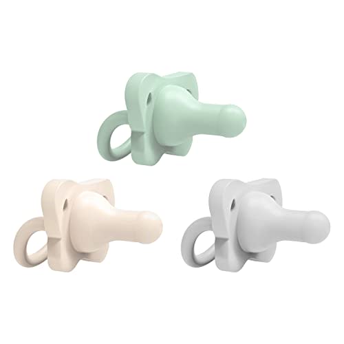 Dr. Brown’s HappyPaci 100% Silicone Pacifier 0-6m, BPA Free, Cool Gray, Green, Ecru, 3 Pack