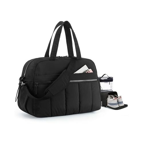 BAGSMART Duffle Bag for Travel, Gym Bag for Women, Weekender Carry on | PVC Wet Pocket, Airline Approved Personal Carry-on Size, Fits Under-seat, One Bag for Gym, Travel, Hospital, Overnight
