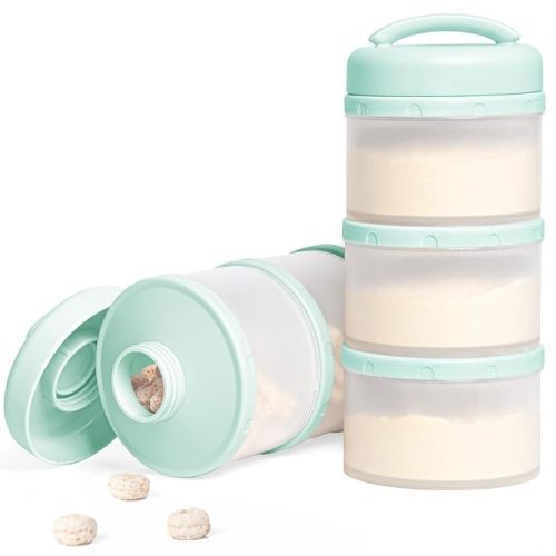 Termichy Stackable Formula Dispenser Portable Milk Powder Container, 2 Pack, Light Green