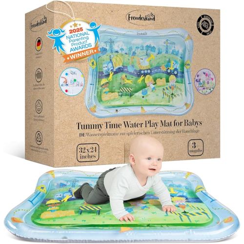 Tummy Time Water Mat for Babies – XXL Sensory Baby Water Play Mat – Award-Winning Infant Activity Mat for Motor Development – Premium, Baby-Safe Water Tummy Time Mat – Construction Site