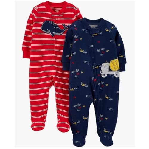 Simple Joys by Carter's Baby Boys' 2-Way Zip Thermal Footed Sleep and Play, Pack of 2