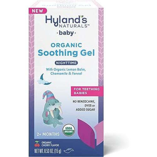 Hyland's Naturals Baby - Organic Night Oral Soothing Gel, with Chamomile, Calendula, & Fennel, Natural Relief of Oral Discomfort, Irritability & Swelling, Easy-to-Apply, Ages 2 Months & Up, 0.53 Ounce
