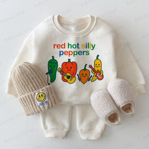RED HOT SILLY PEPPERS Baby White Sweatshirt 2-piece Set – MiniOlie