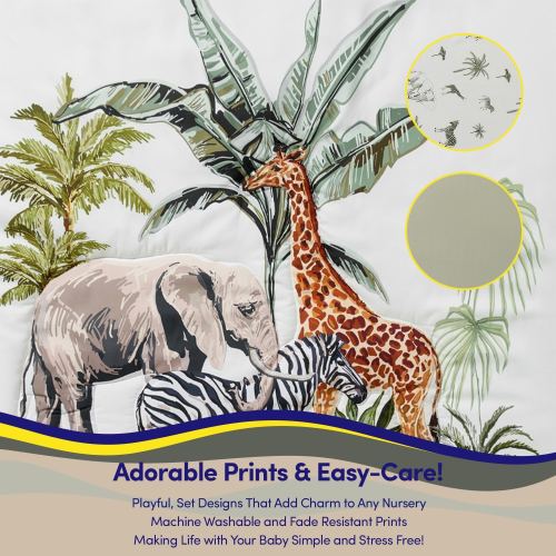 Sweet Home Collection Wild Safari 4-Piece Nursery Baby Crib Bedding Set
