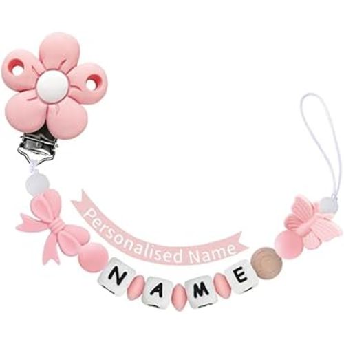 Personalized Baby Pacifier Clip with Name, Customized Name Silicone Holder Clip for Boy Girl