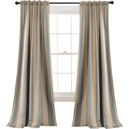 Lush Decor Julia Stripe Curtains | Light Filtering Striped Window Panel Set for Living, Dining, Bedroom (Pair), 84” x 52”, Red
