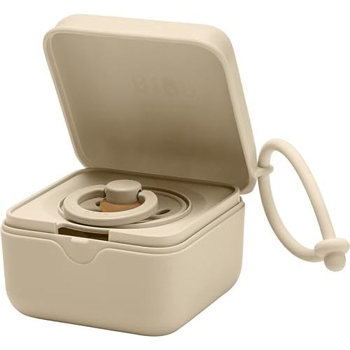 BIBS Pacifier Box with Loop for Storing & Carrying Soothers | 100% BPA Free Material | Designed & Made in Denmark | Vanilla