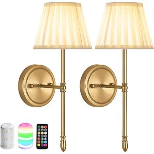 Battery Operated Wall Sconces with Dimmable Led Bulds and Remote