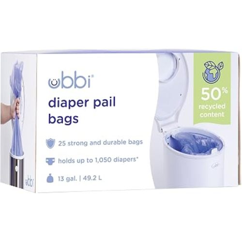 Ubbi Diaper Pail Plastic Bags, 13-Gallon Capacity, Single Pack, 25 Count