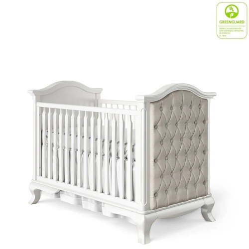 Romina Cleopatra Classic Crib w/ Tufted Sides - Dove / Pink Velvet
