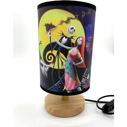 Jack and Sally Table Lamp Bedside Night Light Wood Base Room Decoration or Great Gift Ideas