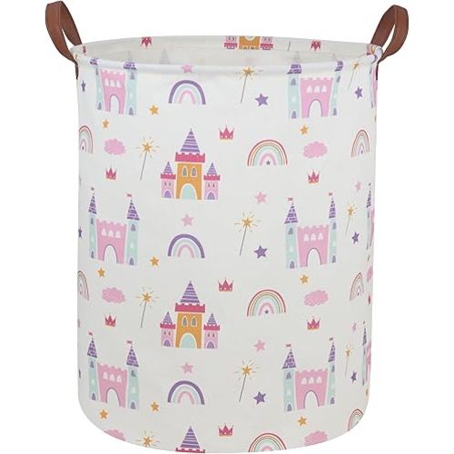 Kids Laundry Hamper Girls Hamper for Nursery Boy and Girl Elephant Hamper Cute Kids Toys Storage Bin Organizer Room Decor for Home(Castle)