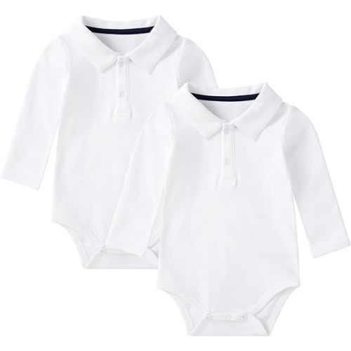 pureborn Baby Romper Bodysuits 2-Pack Unisex Soft Cotton One-Piece Outfit for Infant Boys Girls 0-24 Months