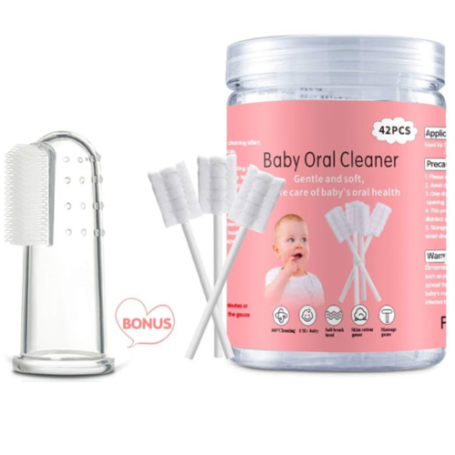 Baby Tongue Cleaner, Baby Toothbrush, 42Pcs Disposable Infant Toothbrush Clean Baby Mouth,Gauze Gum Cleaner Toothbrush Baby Oral Cleaning Stick Dental Care for 0-36 Month Baby+Free 1 Finger Toothbrush