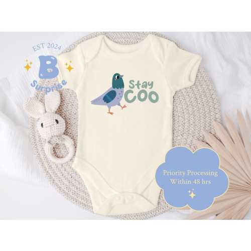 Stay Coo Pigeon Baby Onesie® - Cute Bird Infant Bodysuit - Unisex Natural Baby Outfit