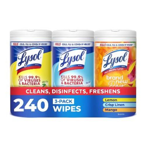 Lysol Disinfecting Wipes - Lemon/Crisp Linen/Mango and Hibiscus - 240ct/3pk