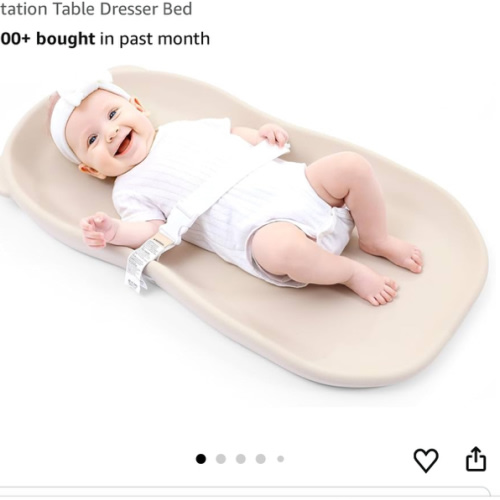 Wipe-Clean Baby Diaper Changing Pad Waterproof & Wipeable Teddy Bear Easy to Clean, Soft EVA Foam Changer Pads with Adjustable Safety Belt, Non-Slip Change Mat for Changing Station Table Dresser Bed