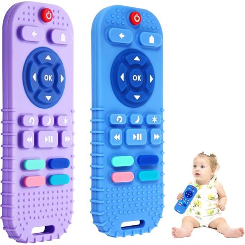 Hooku 2 Pack Silicone Teethers for Babies 6-12 Months, Sensory Teething Toys for Newborns to Toddlers, Infant Girl Boy Gifts
